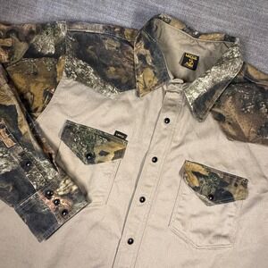 Lapco Heavy Duty Welding Shirt Non-FR Tan Camo Western Snap Front 100%‎ Cotton